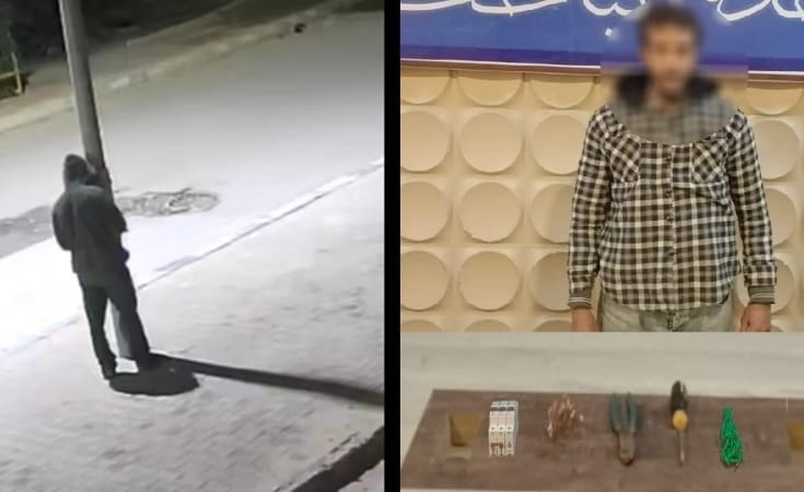 مقطع فيديو يكشف سرقة أعمدة الإنارة في بدر.. والشرطة تضبط المتهم