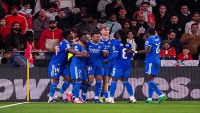 لاعبو ريال مدريد يحتفلون بهدف