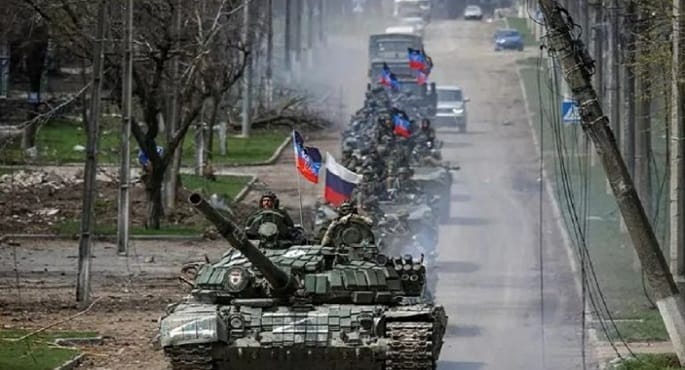 خريطة توضيحية للمنطقة العسكرية الخاصة في أوكرانيا تُظهر مواقع تقدم القوات الروسية.