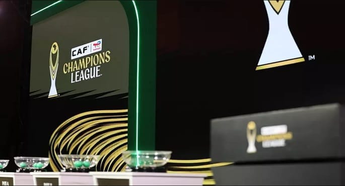 صورة لنتائج قرعة دور ربع النهائي من دوري أبطال أفريقيا، تظهر مواجهات الأهلي والترجي، وبيراميدز والجيش الملكي.