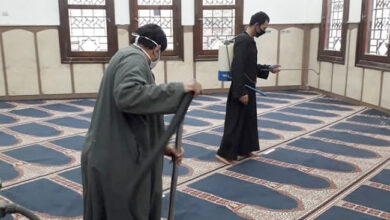حملات نظافة وتعقيم للمساجد بمدن وقري كفرالشيخ عقب صلاة التراويح