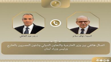 وزير الخارجية المصري يبحث مع رئيس مجلس وزراء لبنان دعم مصر للبنان في ظل التوترات الإقليمية