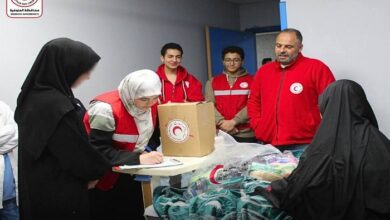 متطوعو الهلال الأحمر بالمنوفية يقدمون الدعم الإنساني للأشقاء الفلسطينيين بالمستشفى التعليمي بشبين الكوم