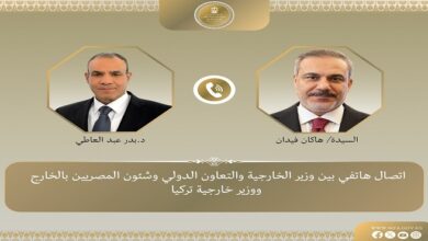 وزير الخارجية يبحث هاتفياً مع نظيره التركي خفض التصعيد الإقليمي