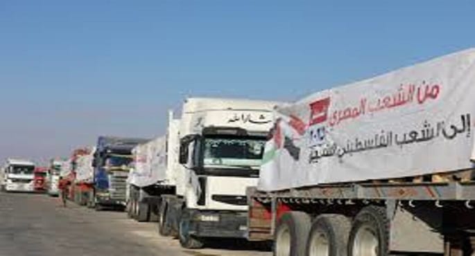 دخول قافلة مساعدات إنسانية هي 159 إلى قطاع غزة