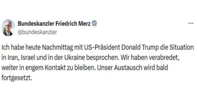 المستشار الألماني يبحث هاتفياً مع الرئيس الأمريكي الأوضاع في إيران وأوكرانيا