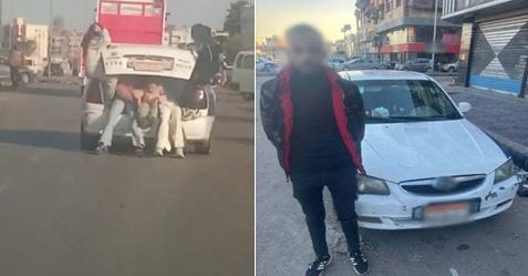 الأمن ببورسعيد يضبط سائق تاكسي سمح لأطفال بالجلوس بحقيبة سيارته أثناء سيره