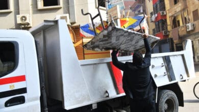 إزالة إشغالات وتسيير حركة المرور بميدان العتبة وعدد من شوارع الموسكي