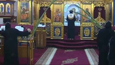 الأنبا أنطونيوس يصلي صلاة عشية أحد السعف بالقدس المحتلة