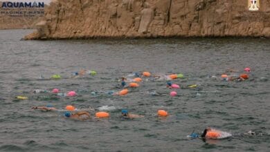 أسوان تشهد ختام بطولة "أكوا مان" للسباحة أمام معبد فيلة