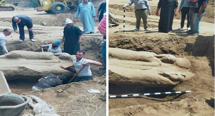 اكتشاف تمثال أثري ضخم في تل فرعون بالشرقية