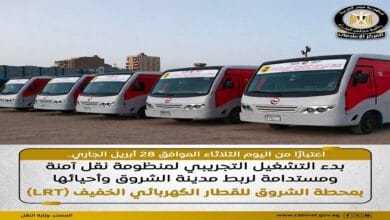 بدء التشغيل التجريبي لمنظومة نقل لربط مدينة الشروق بالقطار الكهربائي الخفيف