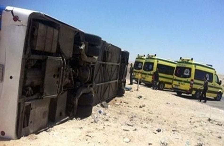 إصابة 9 أشخاص في انقلاب أتوبيس بمنشأة ناصر