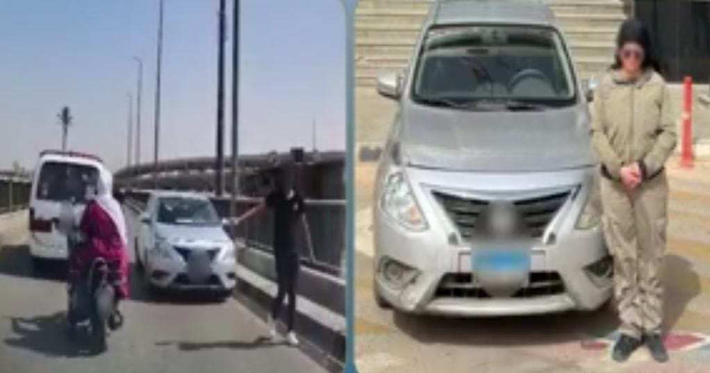 ضبط قائدة سيارة بالسير عكس الاتجاه بالجيزة