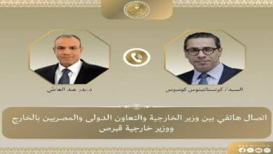 بحث تعزيز العلاقات الثنائية والتشاور بشأن التطورات الإقليمية في اتصال هاتفي بين وزيري خارجية مصر وقبرص
