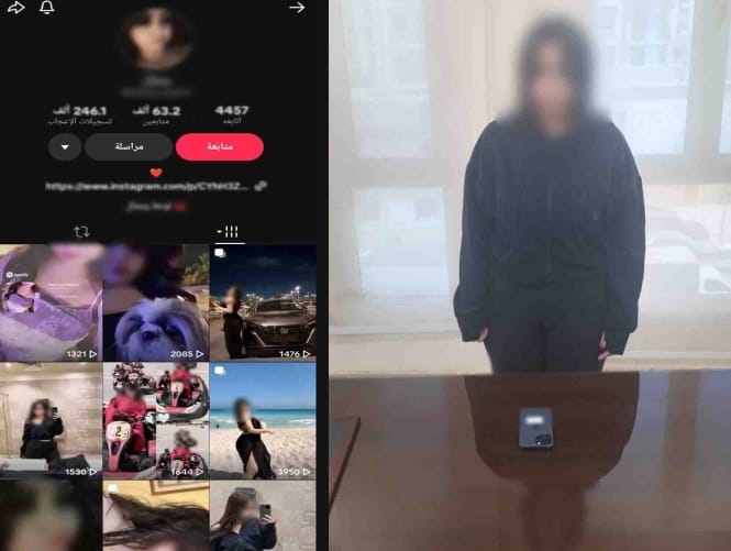 ضبط صانعة محتوى بالجيزة لبثها مقاطع خادشة للحياء