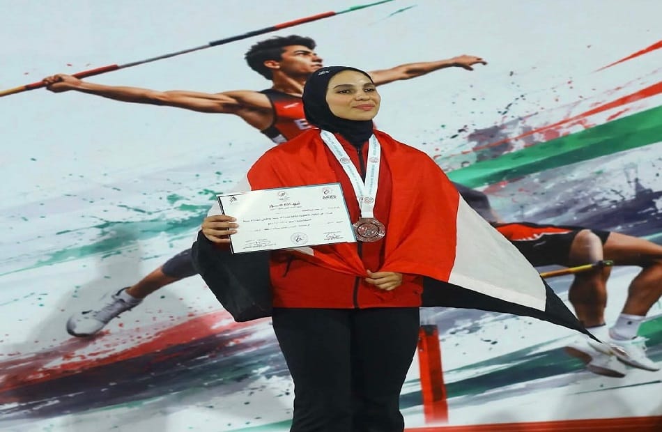 الميدالية البرونزية للاعبة المشروع القومي للموهبة بالدقهلية في البطولة العربية لألعاب القوى
