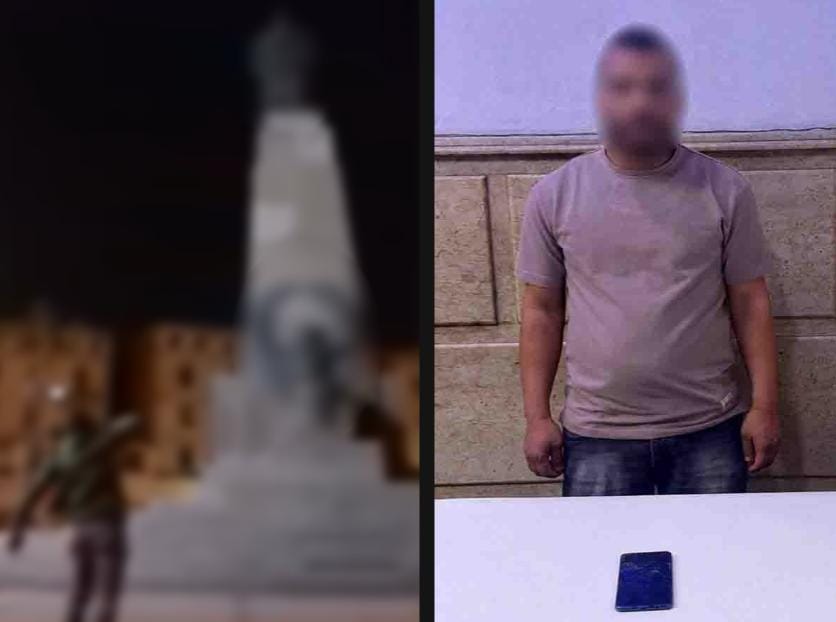 الأمن يضبط شخصًا بتهمة السخرية من تمثال تاريخي بالإسكندرية
